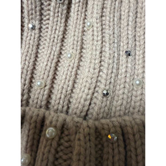 Windsor Pink Mauve Rhinestone Pearl Pompom Beanie NWT Winter Snow Fashion - Picture 4 of 6